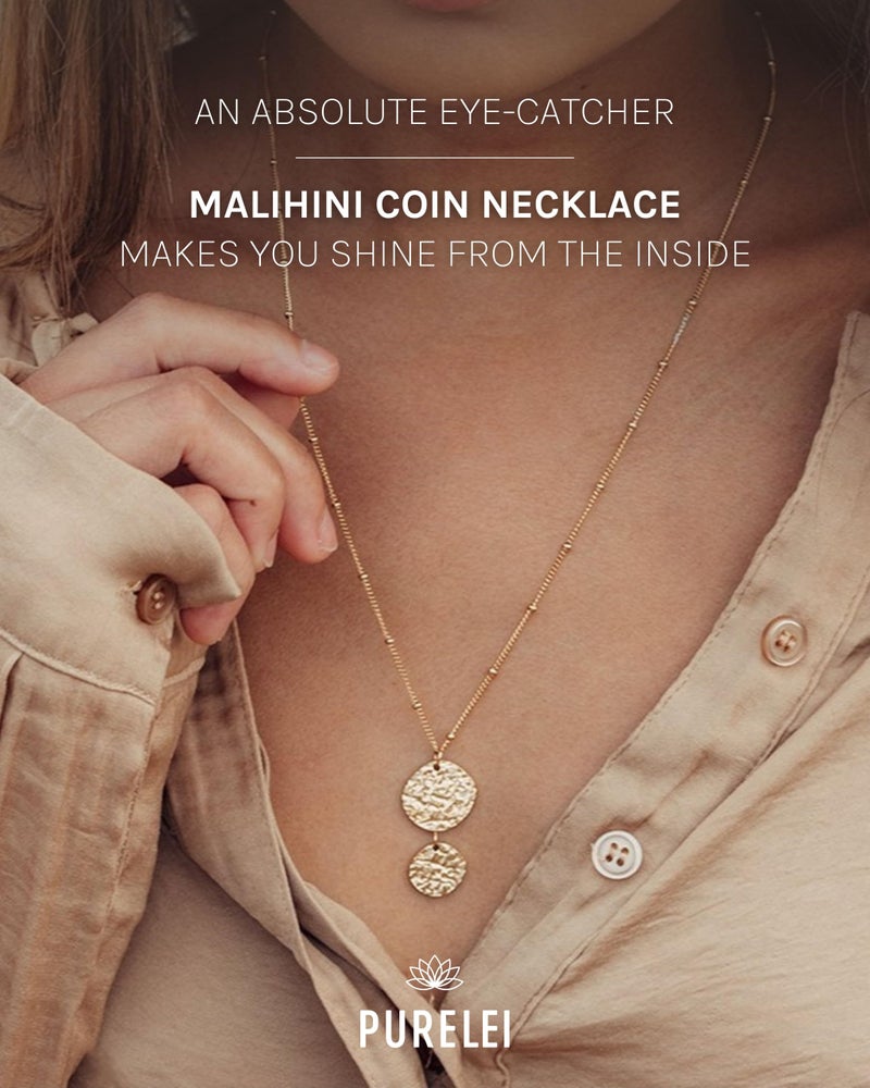 PureleiÂ® Malihini Necklace (gold) â€“ 18K Gold plated stainless steel jewelry â€“ Waterproof chain with pendant â€“15.75-17.72 inches adjustable length â€“ Fashion jewelry for your individual look - Image 2